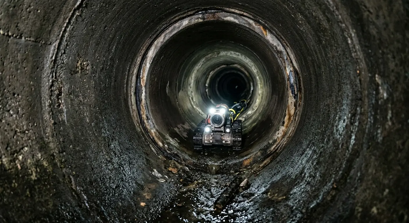 Robotic sewer camera inspecting pipe interior for Drain Snake Service in Delhi