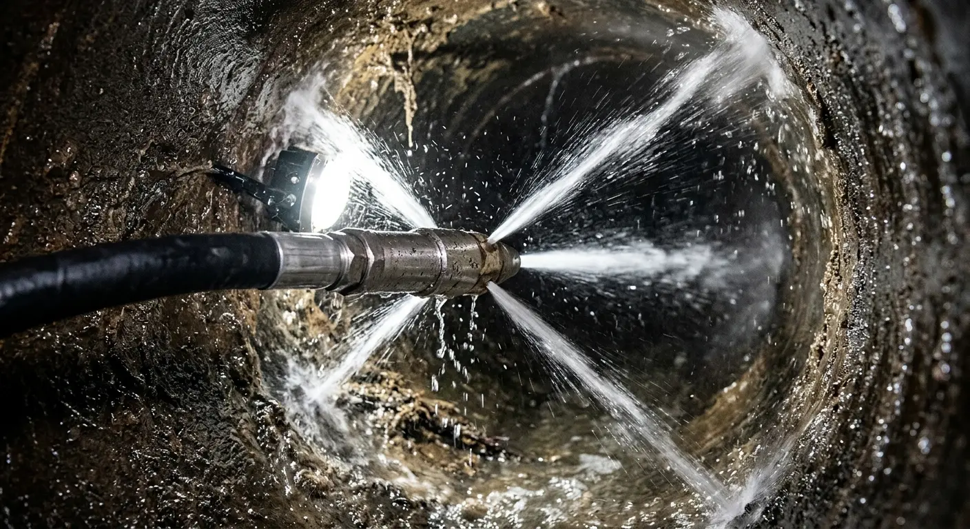 High-pressure hydro jetting nozzle cleaning sewer pipe for Sewer Cleanout in Delhi